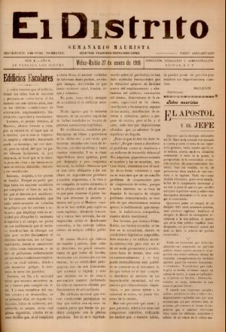 'El Distrito : semanario maurista' - Año 2 Número 9 - 1916 enero 27