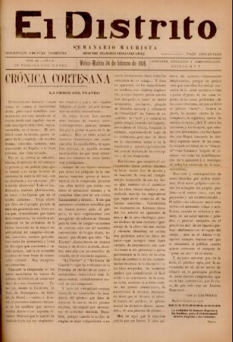'El Distrito : semanario maurista' - Año 2 Número 13 - 1916 febrero 24