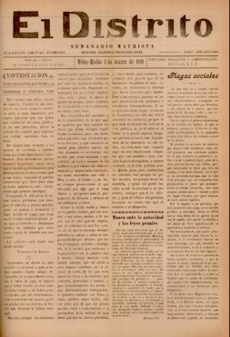'El Distrito : semanario maurista' - Año 2 Número 14 - 1916 marzo 02