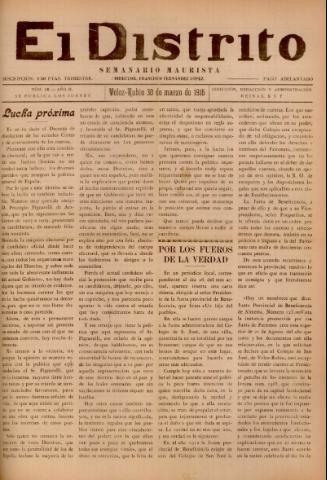 'El Distrito : semanario maurista' - Año 2 Número 18 - 1916 marzo 30