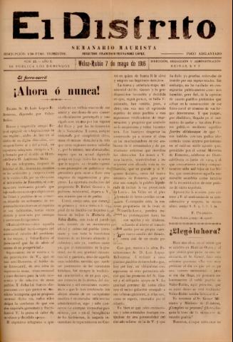 'El Distrito : semanario maurista' - Año 2 Número 23 - 1916 mayo 07