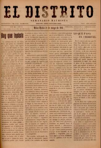 'El Distrito : semanario maurista' - Año 2 Número 25 - 1916 mayo 21