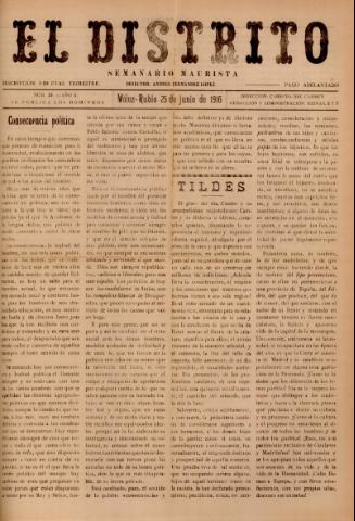 'El Distrito : semanario maurista' - Año 2 Número 30 - 1916 junio 25 