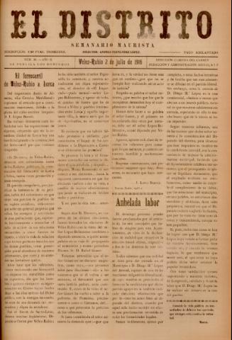 'El Distrito : semanario maurista' - Año 2 Número 31 - 1916 julio 02