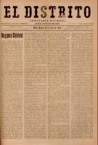 'El Distrito : semanario maurista' - Año 2 Número 35 - 1916 julio 30