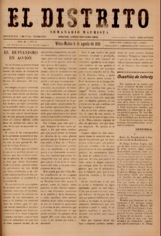 'El Distrito : semanario maurista' - Año 2 Número 36 - 1916 agosto 06