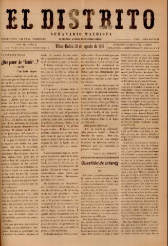 'El Distrito : semanario maurista' - Año 2 Número 38 - 1916 agosto 20