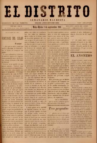 'El Distrito : semanario maurista' - Año 2 Número 40 - 1916 septiembre 03