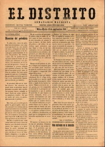 'El Distrito : semanario maurista' - Año 2 Número 41 - 1916 septiembre 10