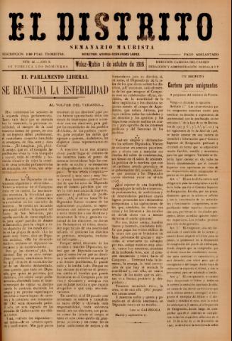 'El Distrito : semanario maurista' - Año 2 Número 44 - 1916 octubre 01