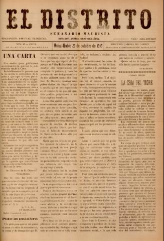 'El Distrito : semanario maurista' - Año 2 Número 46 - 1916 octubre 22