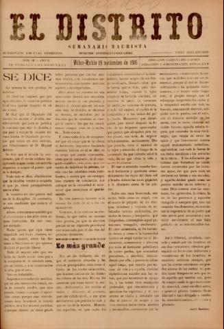 'El Distrito : semanario maurista' - Año 2 Número 49 - 1916 noviembre 19