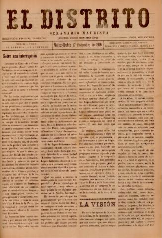 'El Distrito : semanario maurista' - Año 2 Número 53 - 1916 diciembre 17