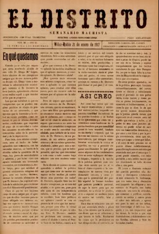 'El Distrito : semanario maurista' - Año 3 Número 56 - 1917 enero 21