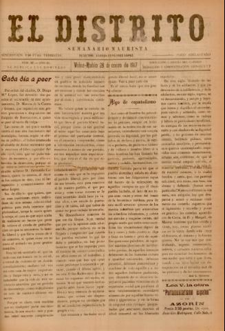 'El Distrito : semanario maurista' - Año 3 Número 57 - 1917 enero 28