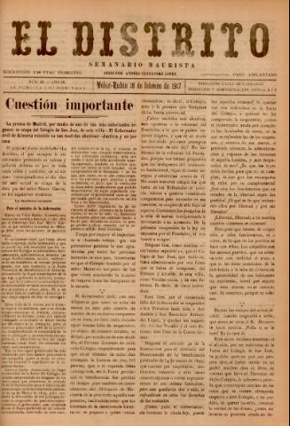 'El Distrito : semanario maurista' - Año 3 Número 60 - 1917 febrero 18
