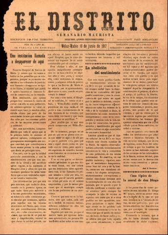 'El Distrito : semanario maurista' - Año 3 Número 76 - 1917 junio 10