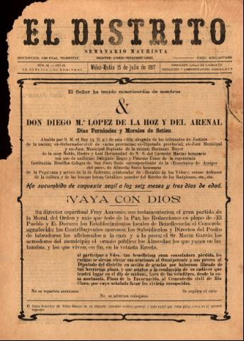 'El Distrito : semanario maurista' - Año 3 Número 81 - 1917 julio 15