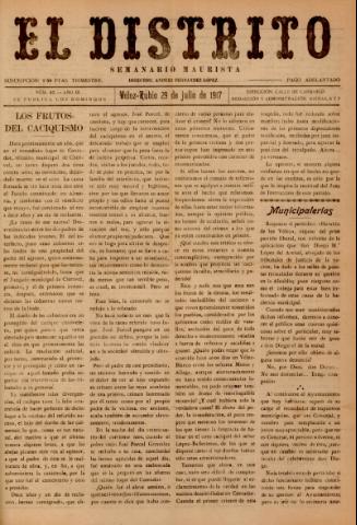 'El Distrito : semanario maurista' - Año 3 Número 83 - 1917 julio 29