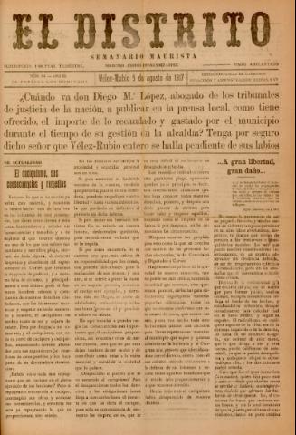 'El Distrito : semanario maurista' - Año 3 Número 84 - 1917 agosto 05