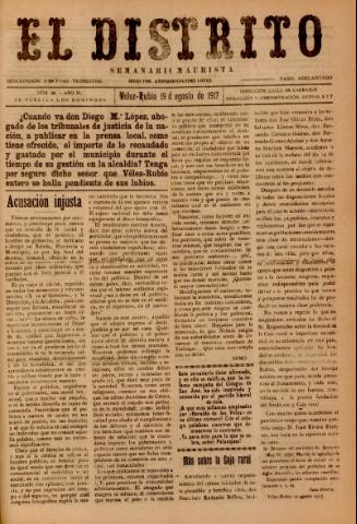 'El Distrito : semanario maurista' - Año 3 Número 86 - 1917 agosto 19