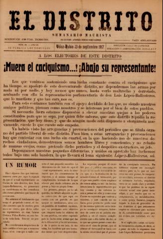 'El Distrito : semanario maurista' - Año 3 Número 91 - 1917 septiembre 23