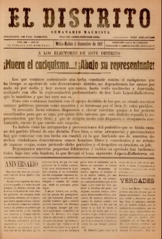 'El Distrito : semanario maurista' - Año 3 Número 100 - 1917 diciembre 02