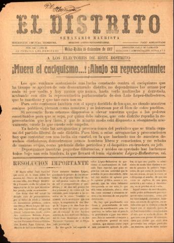'El Distrito : semanario maurista' - Año 3 Número 102 - 1917 diciembre 16