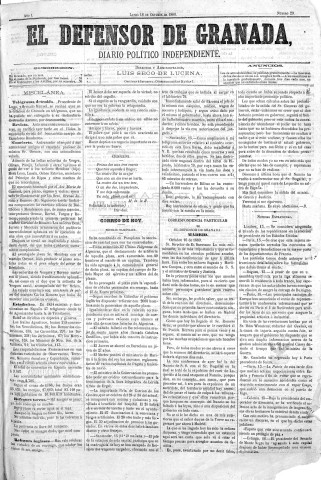 'El Defensor de Granada  : diario político independiente' - Año I Número 29  - 1880 Octubre 18