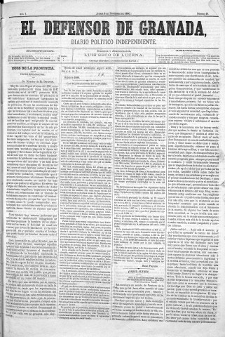 'El Defensor de Granada  : diario político independiente' - Año I Número 46  - 1880 Noviembre 04
