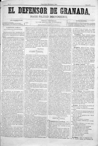 'El Defensor de Granada  : diario político independiente' - Año I Número 55  - 1880 Noviembre 13