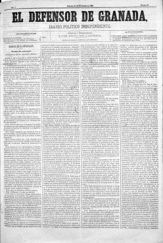 'El Defensor de Granada  : diario político independiente' - Año I Número 56  - 1880 Noviembre 14