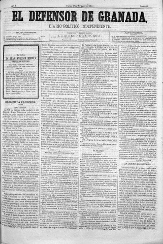 'El Defensor de Granada  : diario político independiente' - Año I Número 61  - 1880 Noviembre 19