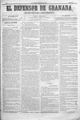 'El Defensor de Granada  : diario político independiente' - Año I Número 78  - 1880 Diciembre 16