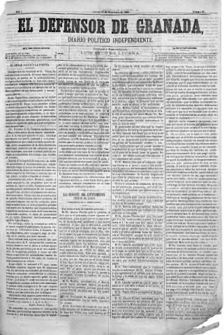 'El Defensor de Granada  : diario político independiente' - Año I Número 85  - 1880 Diciembre 23