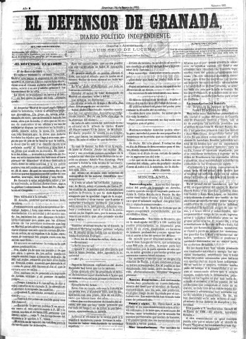 'El Defensor de Granada  : diario político independiente' - Año II Número 122  - 1881 Enero 30