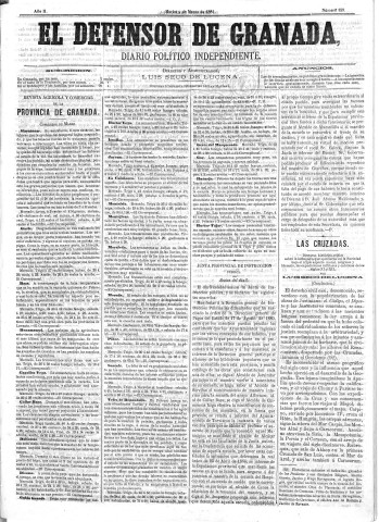 'El Defensor de Granada  : diario político independiente' - Año II Número 159  - 1881 Marzo 08