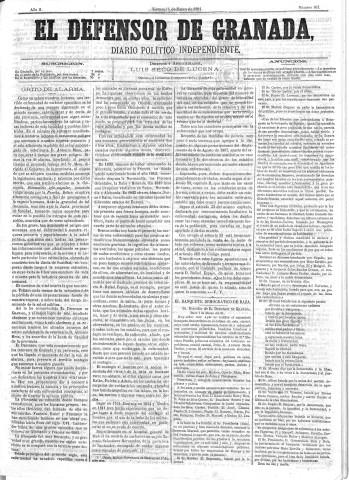 'El Defensor de Granada  : diario político independiente' - Año II Número 162  - 1881 Marzo 11