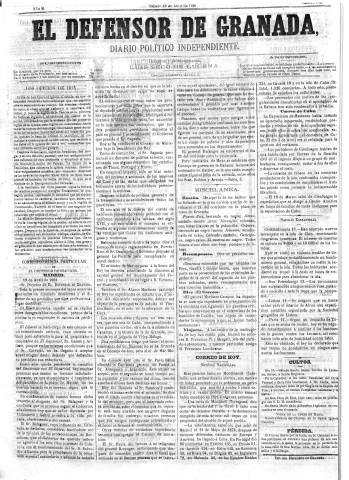 'El Defensor de Granada  : diario político independiente' - Año II Número 197  - 1881 Abril 15