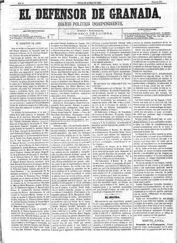 'El Defensor de Granada  : diario político independiente' - Año II Número 231  - 1881 Mayo 21
