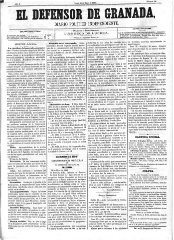 'El Defensor de Granada  : diario político independiente' - Año II Número 240  - 1881 Mayo 30