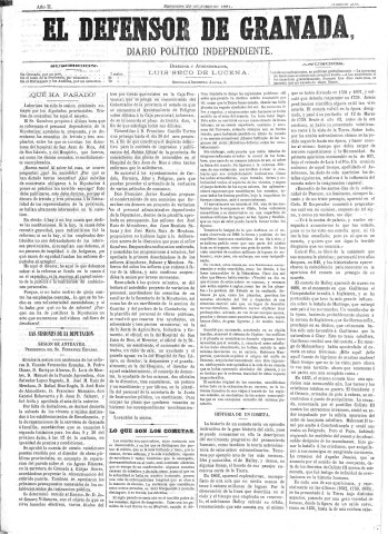 'El Defensor de Granada  : diario político independiente' - Año II Número 269  - 1881 Junio 29