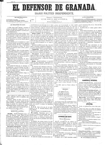 'El Defensor de Granada  : diario político independiente' - Año II Número 270  - 1881 Junio 30