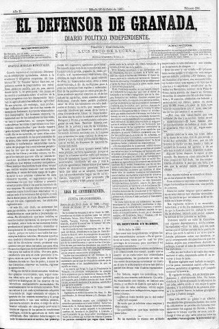 'El Defensor de Granada  : diario político independiente' - Año II Número 286  - 1881 Julio 16