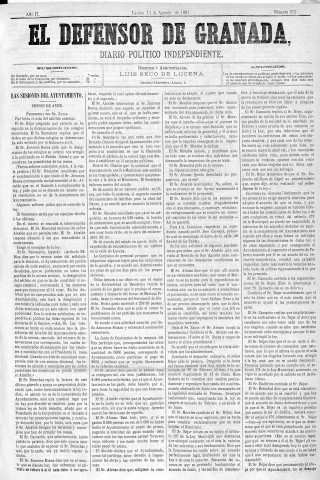 'El Defensor de Granada  : diario político independiente' - Año II Número 312  - 1881 Agosto 11