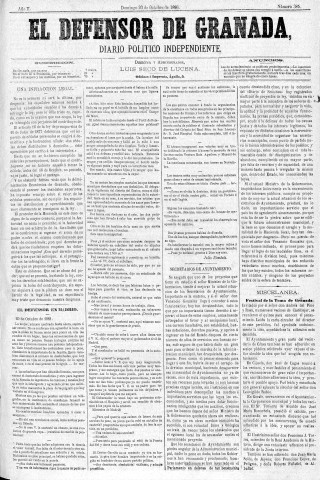 'El Defensor de Granada  : diario político independiente' - Año II Número 385  - 1881 Octubre 23