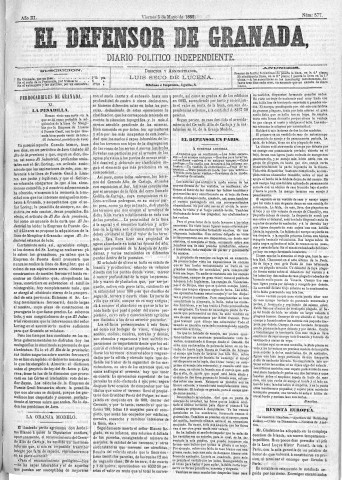 'El Defensor de Granada  : diario político independiente' - Año III Número 577  - 1882 Mayo 05