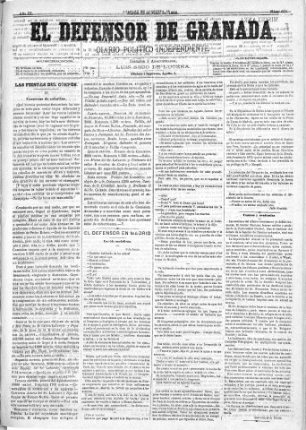 'El Defensor de Granada  : diario político independiente' - Año III Número 615  - 1882 Junio 13