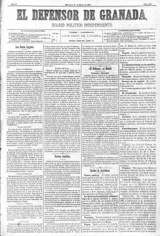 'El Defensor de Granada  : diario político independiente' - Año IV Número 895  - 1883 Marzo 21