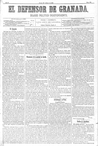 'El Defensor de Granada  : diario político independiente' - Año IV Número 896  - 1883 Marzo 22